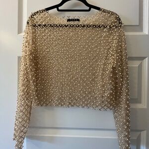Gold & Pearl Mesh Top